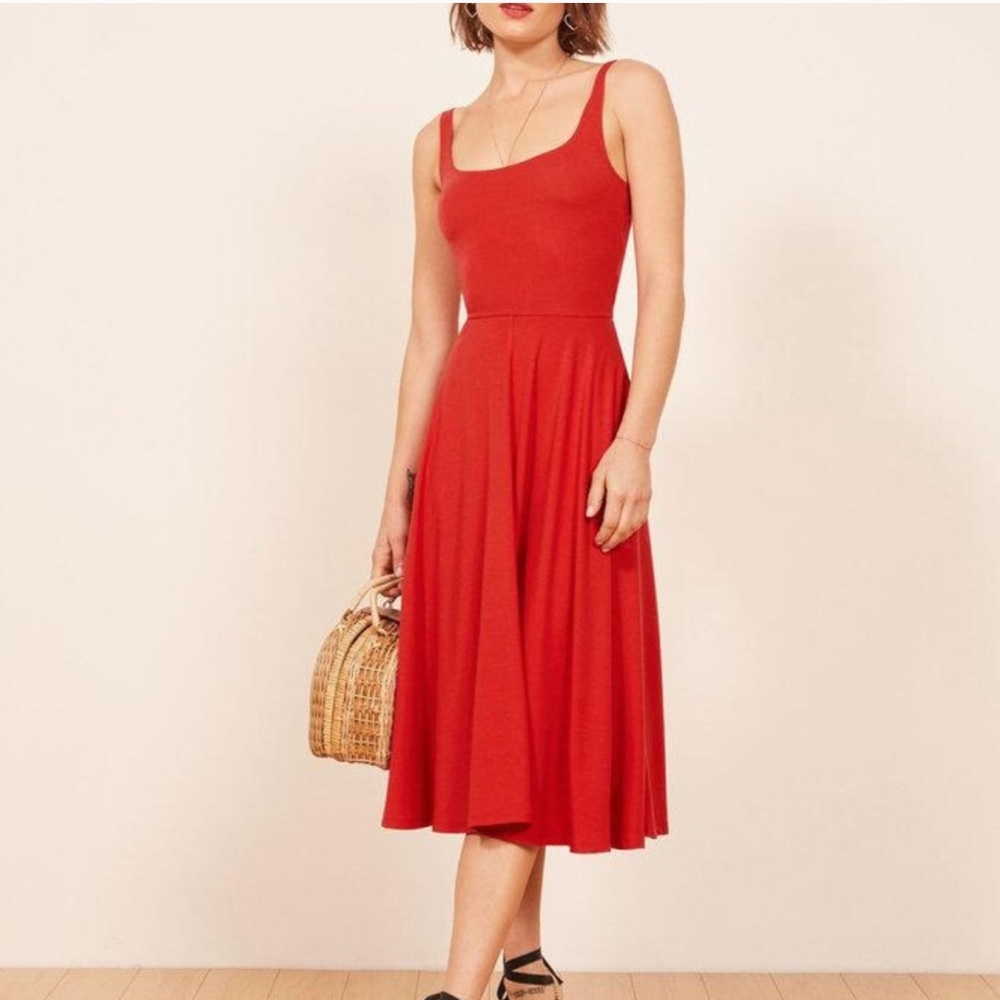 Reformation Fruit Punch Red Rou Midi Dress